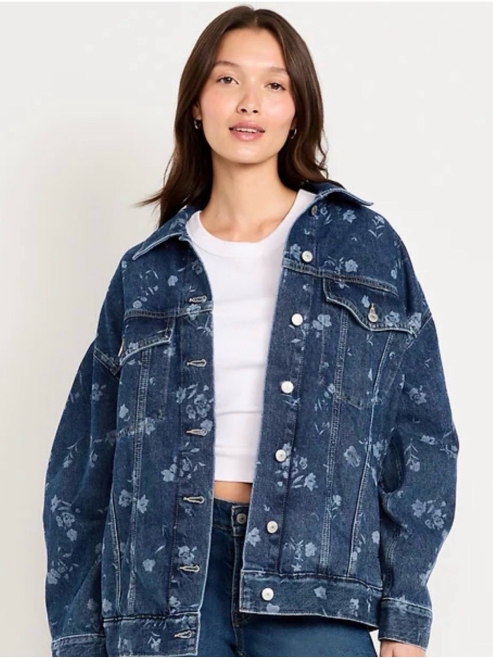 Old Navy Blue Floral Print Denim Jacket